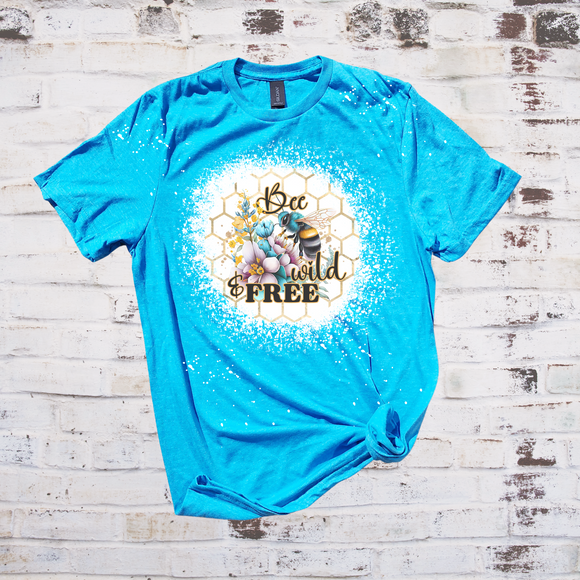 Bee wild and free bleached graphic tee