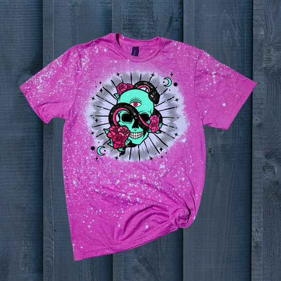 Colorful skelly bleached tee