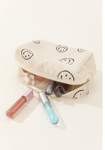 Corduroy smiley makeup bag